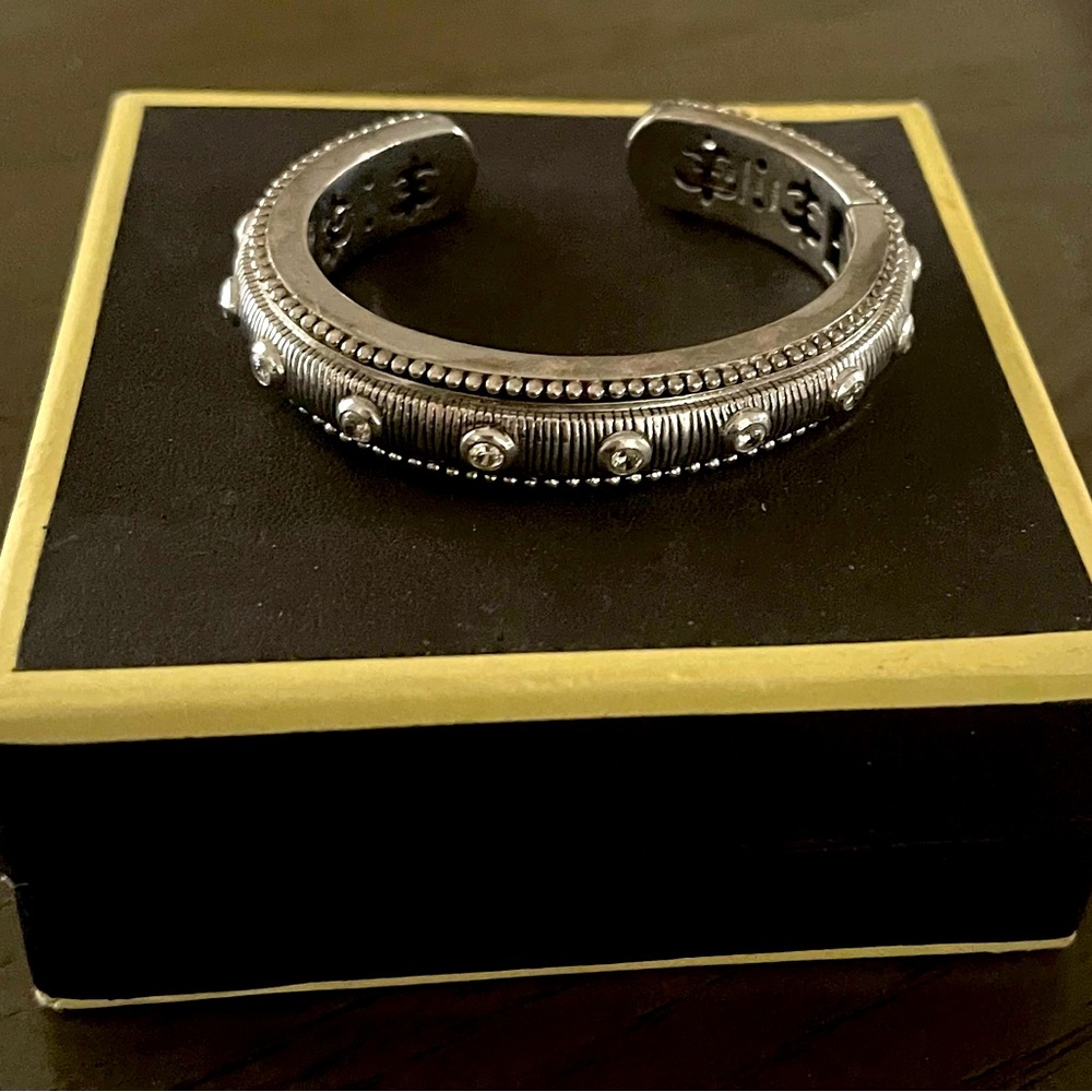 Judith Ripka silver bracelet with diamonique all around cuff